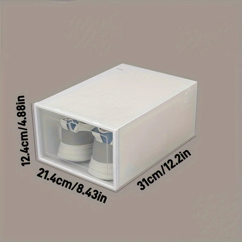 Foldable Transparent Shoe Storage Organizer, Stackable Shoe Box for Wardrobe & Entryway, Minimalist Home Storage