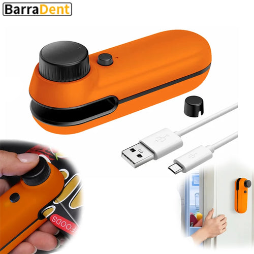 2-in-1 Heat Sealer for Snack Bags USB Rechargeable Handheld Portable Plastic PackageFood Sealer Mini Storage Bag with Indicator