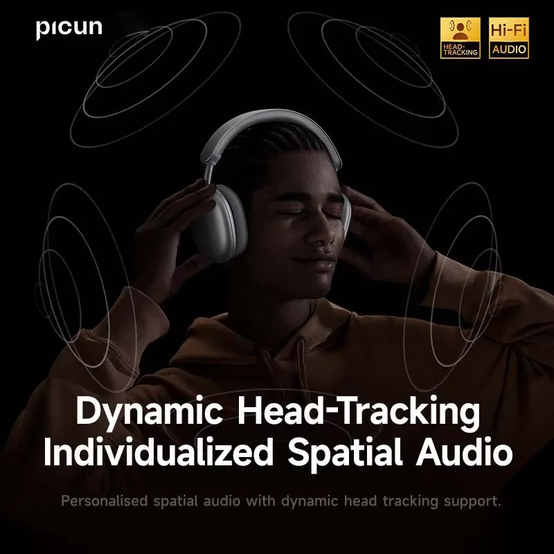 Picun F8 Pro ANC Wireless Headphones — 3D Spatial Audio, 80H Battery, HD Mic