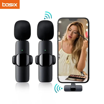 Lavalier Microphone 2.4G Wireless Portable Audio Video Recording Mini Mic for iPhone Android Live Broadcast Gaming Phone Mic