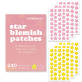 Star-Shaped Hydrogel Acne Patches — 240 Pink & Yellow Pimple Stickers, All Skin Types