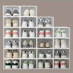 Foldable Transparent Shoe Storage Organizer, Stackable Shoe Box for Wardrobe & Entryway, Minimalist Home Storage