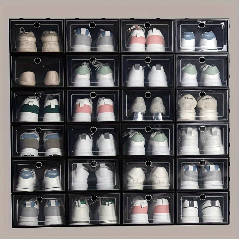 Foldable Transparent Shoe Storage Organizer, Stackable Shoe Box for Wardrobe & Entryway, Minimalist Home Storage