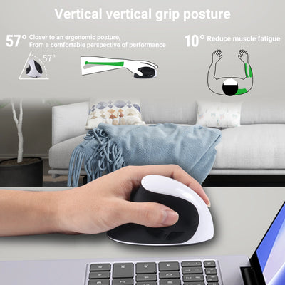 Mouse Vertical Ergonómico para Zurdos — Silencioso, DPI Ajustable, Recargable o Batería