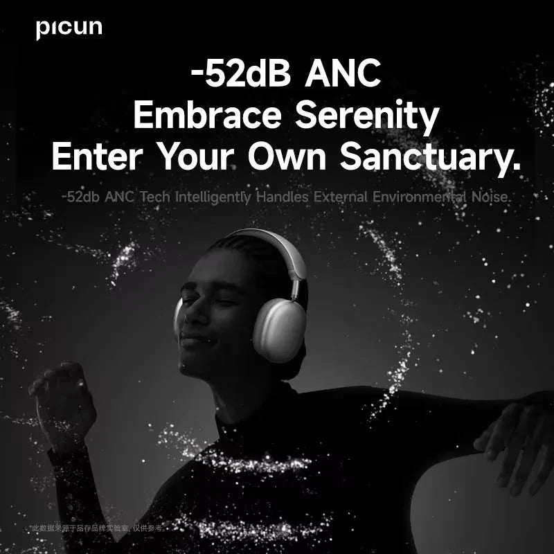 Picun F8 Pro ANC Wireless Headphones — 3D Spatial Audio, 80H Battery, HD Mic