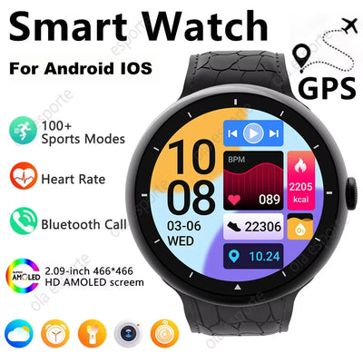 Smartwatch AMOLED 2.09" con Llamadas Bluetooth — Brújula, Monitor de Salud, Resistente al Agua
