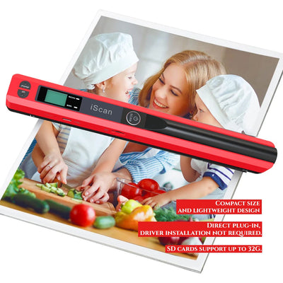 Escáner Portátil iScan A4 900DPI — Documentos, Fotos y Recibos a JPG o PDF, Sin Cables