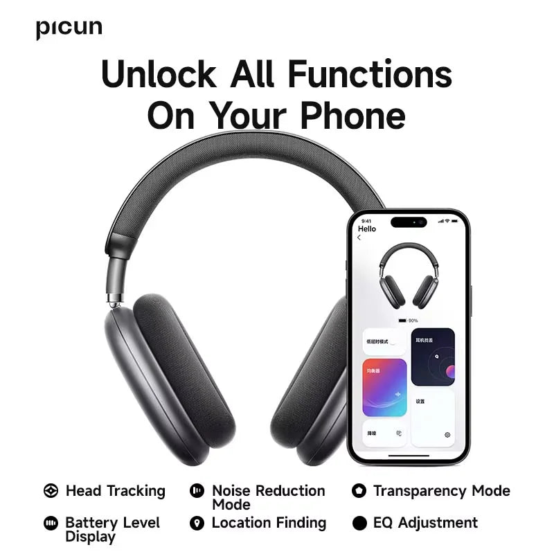 Picun F8 Pro ANC Wireless Headphones — 3D Spatial Audio, 80H Battery, HD Mic