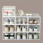 Foldable Transparent Shoe Storage Organizer, Stackable Shoe Box for Wardrobe & Entryway, Minimalist Home Storage