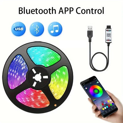 Tira LED RGB para Televisor — Control Bluetooth, USB, Varios Tamaños para TV y Cuarto
