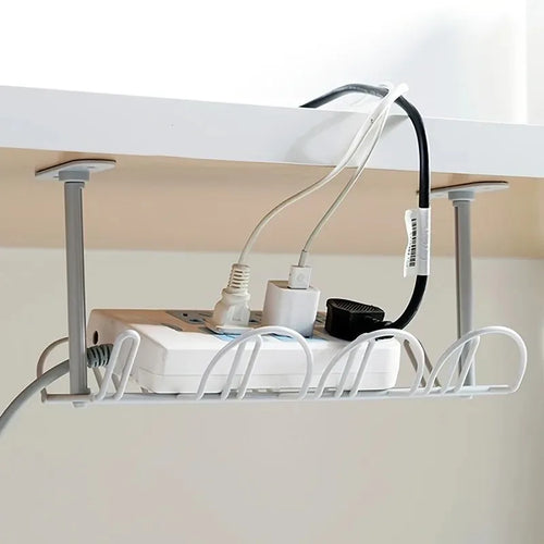 Under Desk Cable Management Tray Organizer,Cord Holder Wire Storage Box Rack Shelf for Home Office Computer Monitor Power Strip