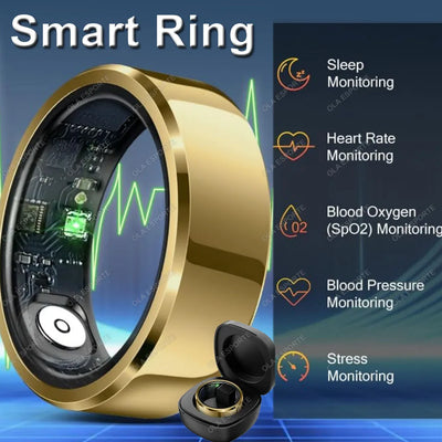Anillo Inteligente 2025 — Presión Arterial, Sueño, Deportes, IP68, Hombre y Mujer